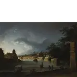 Michael Wutky, Veduta immaginaria del Tevere con la Chiesa di San Giovanni dei Fiorentini, oil on canvas