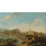 Francesco Battaglioli, Veduta di città, oil on canvas