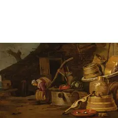François Ryckhals, Casolare con contadina, oil on panel