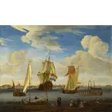 Abraham Storck, Marina con vascelli, oil on canvas