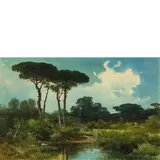 Henry Marko', Firenze 1855 - Lavagna (Ge) 1921 / Veduta di campagna / Firmato 'H Markò' in basso a destra, oil on canvas