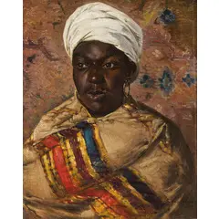Cesare Biseo, Roma 1843 - 1909 / Ritratto di una notabile araba / Firmato' Cesare Biseo' e datato 1875 in basso a destra, oil on canvas