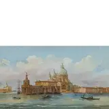 Venezia 1802 - 1878 / Veduta di Venezia dalla laguna / Firmato 'C Grubas' e datato 1850 in basso a sinistra by Carlo Grubacs, tempera on paper, offered May 2017
