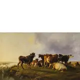 Thomas Sidney Cooper, Canterbury 1803 - 1902 / Nei prati a Fordwich nel Kent / Firmato 'Cooper'in basso a destra, oil on canvas