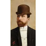 Giuseppe Abbati, Napoli 1836 - Firenze 1868 / Ritratto di uomo / Monogramma in basso a sinistra