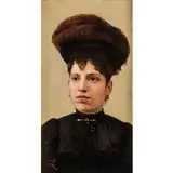 Giuseppe Abbati, Napoli 1836 - Firenze 1868 / Ritratto di signora con cappello con piuma / Monogramma in basso a sinistra