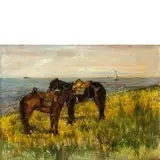 Livorno 1825 - Firenze 1908 / Cavalli a riposo / Firmato 'Gio Fattori' in basso a sinistra by Giovanni Fattori, oil on panel, offered May 2017
