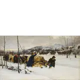 Luigi Cima, Villa di Mel Belluno 1860 - Belluno 1944 / Lo spazzaneve dopo la tormenta / Firmato 'L Cima' in basso a sinistra, oil on canvas