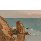 Livorno 1889 - 1969 / Marina con bagnanti / Firmato 'G Lomi' in basso a sinsitra by Giovanni Lomi, oil on tavoletta, offered May 2017