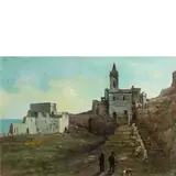 La Spezia 1830 - 1904 / Veduta della Chiesa di San Pietro a Porto Venere / Firmato 'A Fossati in basso a destra' by Agostino Fossati, oil on metallo, offered May 2017