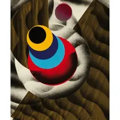 Nikolay Diulgheroff, Kustendil (Bulgaria) 1901 - Torino 1982 / Composizione, 1975, collage on cardboard