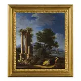 Gennaro Greco, Paesaggio con rovine e figure, oil on canvas