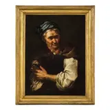 Ritratto di contadina con libro by Bernhard Keil detto Monsu Bernardo, oil on canvas, offered Nov 2017