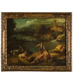 Paesaggio con pastori, fiume e casolare by Giuseppe Zais, oil on canvas, offered Nov 2017