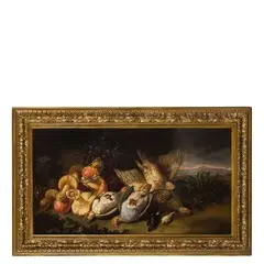 Natura morta con funghi e cacciagione by Martino Altomonte, oil on canvas, offered Nov 2017