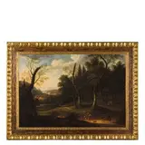 Bartolomeo Torreggiani, Paesaggio con scaramuccia, oil on canvas