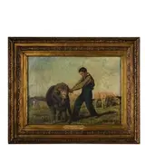 Filippo Palizzi, Vasto 1818 - Napoli 1899 / Giovane contadino conduce un montone alla fonte
