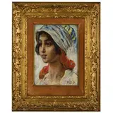 Angelo Dall'Oca Bianca, Verona 1858 - 1942 / Fanciulla con fazzoletto sul capo