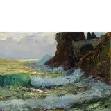 Giuseppe Sacheri, Genova 1863 - Pianfei (Cn) 1950 / Scogliera sul mare