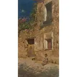 Antonino Leto, Monreale (PA) 1844 - Capri (NA) 1913 / Strada di Capri con bimbo