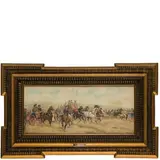 Sebastiano De Albertis, Milano 1828 - 1897 / Passeggiata con cavalli e carrozze