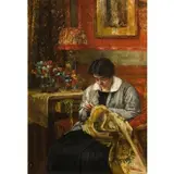 Achille Glisenti, Brescia 1848 - Firenze 1906 / La ricamatrice / Firmato 'A Glisenti 'in basso a destra, oil on canvas