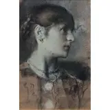 Francesco Paolo Michetti, Tocco di Casauria 1851 - Francavilla al Mare 1929 / Profilo di fanciulla / Tracce di firma in basso a destra