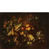 Felice Boselli, Natura morta con frutti e ortaggi, oil on canvas