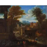 Mathys Schoevaerdts, Paesaggio monogrammato, oil on canvas cm 32
