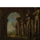 Antonio Joli, Capriccio architettonico con figure, oil on canvas