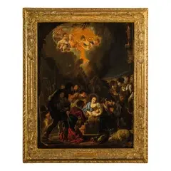 Abraham Hondius, Adorazione dei pastori, oil on panel