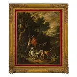 Adriaen de Gryef, Paesaggio con cacciatore, oil on canvas