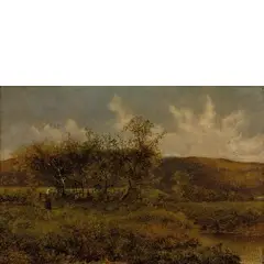 Eugenio Gignous, Paesaggio con contadina / Firmato 'E. Gignous' in basso a sinistra, oil on canvas