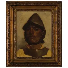 Uomo con elmetto by Gaetano Esposito, oil on canvas, offered Mar 2018