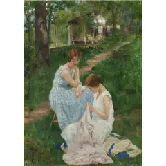 Giovanni Giani, Le ricamatrici / Firmato 'G. Giani' e datato 1928 in basso a sinistra, oil on canvas