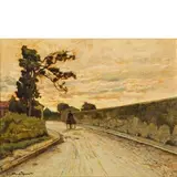 Stradina con calesse all'imbrunire / Firmato 'Gino Romiti 42' in basso a sinistra by Gino Romiti, oil on panel, offered Mar 2018