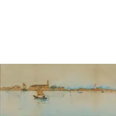 Millo Bortoluzzi, Vele in laguna / Firmato 'M Bortoluzzi'in basso sinistra, Acquarello su carta