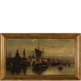 Karl Kaufmann, Veduta di Venezia al tramonto / Firmato 'Charles Marchand Venedig 1884' in basso a destra