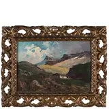 Leonardo Roda, Paesaggio montano con contadini / Firmato 'L Roda, 1909' in basso a destra