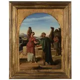 Cesare Maccari, Rebecca a cui il servo di Abramo Ezechiello presenta i gioielli (1865), oil on cardboard