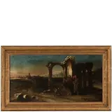 Antonio Travi, Paesaggio con rovine e la guarigione del cieco nato, oil on canvas