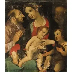 Alessandro Casolani, Madonna col Bambino, San Giovannino, San Giuseppe e San Carlo, oil on canvas