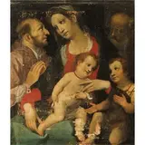 Alessandro Casolani, Madonna col Bambino, San Giovannino, San Giuseppe e San Carlo, oil on canvas