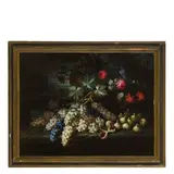 Ludovico Caffi, Natura morta con uva e fiori, oil on canvas