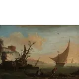 Veduta costiera con pescatori by Francesco Fidanza, oil on canvas, offered May 2018