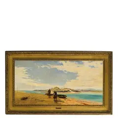 William Pye, Attivo nel XIX-XX secolo / Veduta con pescatori / Firmato 'Will Pye' in basso a sinistra