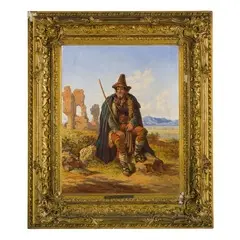Arthur John Strutt, Chelmsford, 1818 ; Roma, 1888 / Contadino delle paludi / Firmato 'J Strutt' Roma 1857 in basso a sinistra