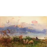 Paolo Sala, Milano, 1859 ; 1924 / Varenna, vista dalle alture di Menaggio / Firmato 'P Sala' in basso a sinistra