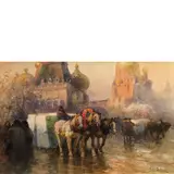 Paolo Sala, Milano, 1859 ; 1924 / Il trasporto del ghiaccio a Mosca / Firmato 'Paolo Sala' in basso a destra