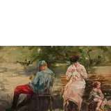 Raffaele Ragione, Napoli, 1851 ; 1919 / Pomeriggio a Parc Monceau / Firmato 'Ragione' sul retro